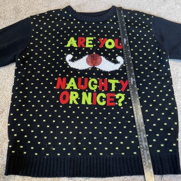 Christmas Ugly Sweater Women X-Large Naughty or Nice Sequins Textured Holiday - Picture 7 of 7